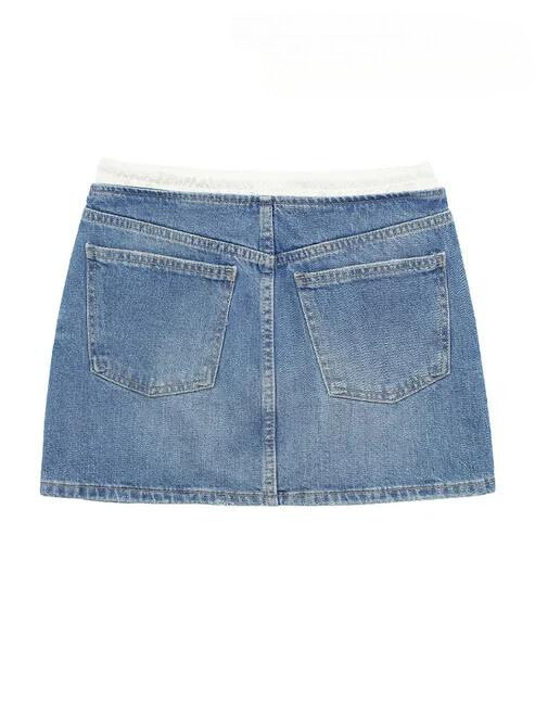 Retro-Minirock aus Patchwork-Denim