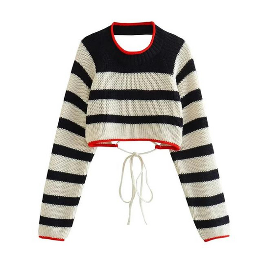 Cropped Sweater Stricken Gestreifter Pullover