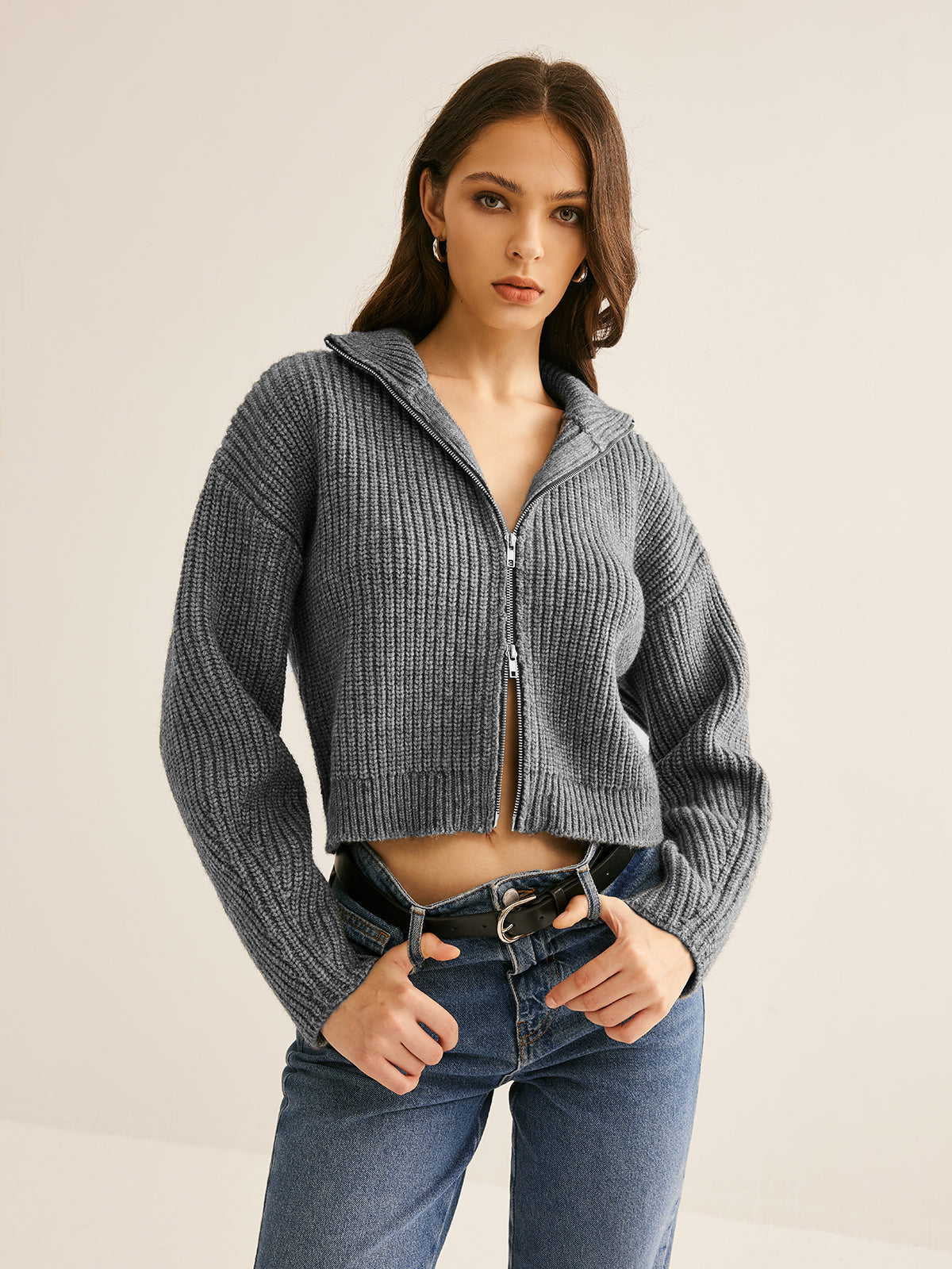 Strickjacke mit Doppelzipp