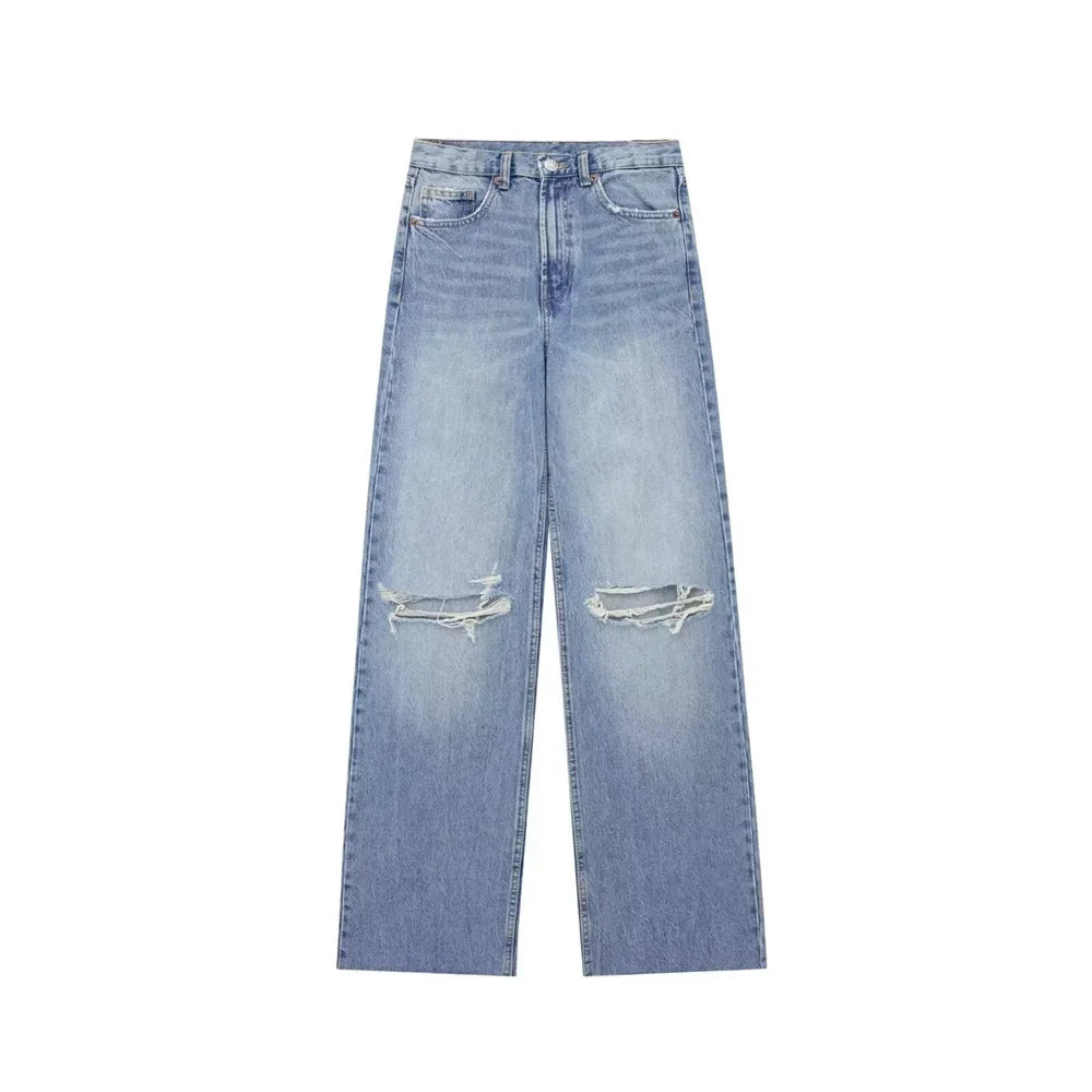 Schlankmachende Straight Leg Jeans mit hoher Taille