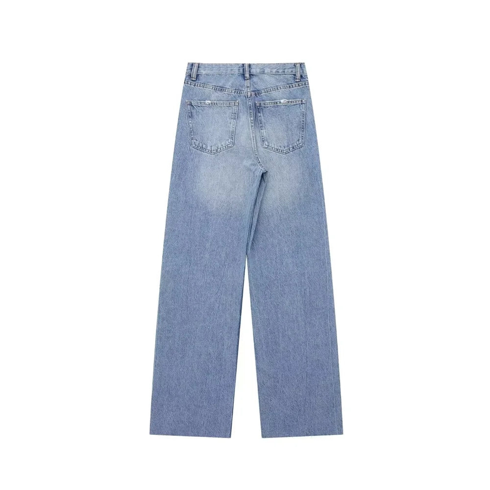 Schlankmachende Straight Leg Jeans mit hoher Taille