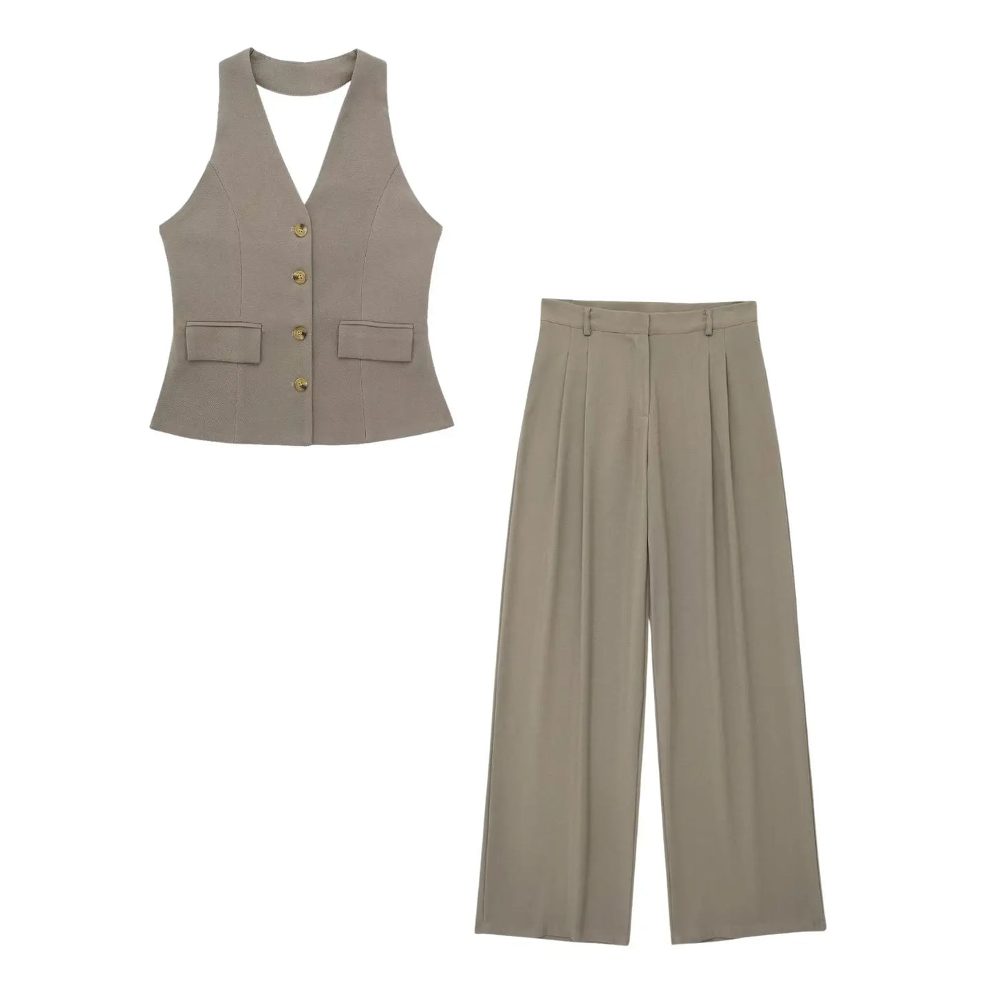 Lässiges Halter Chic Oberteile und Hosen Set